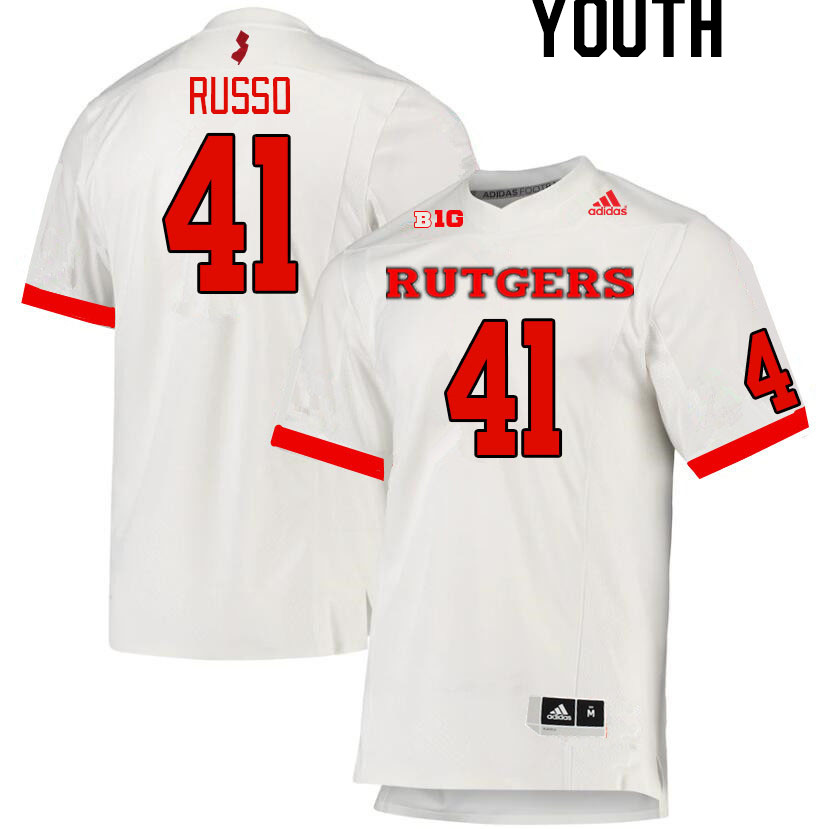 Youth #41 Ryan Russo Rutgers Scarlet Knights College Football Jerseys Stitched Sale-White